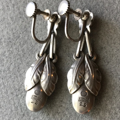 Georg Jensen Sterling Silver Art Nouveau Earrings With Amazonite No. 23