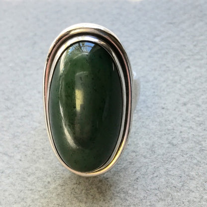 Georg Jensen Sterling Silver Ring, No. 46E With Jade By Harald Nielsen