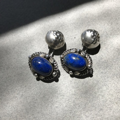 Georg Jensen 830 Silver Cufflinks with Lapis Lazuli No. 13