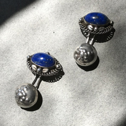 Georg Jensen 830 Silver Cufflinks with Lapis Lazuli No. 13