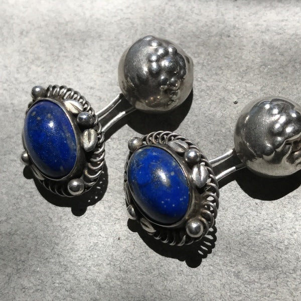 Georg Jensen 830 Silver Cufflinks with Lapis Lazuli No. 13