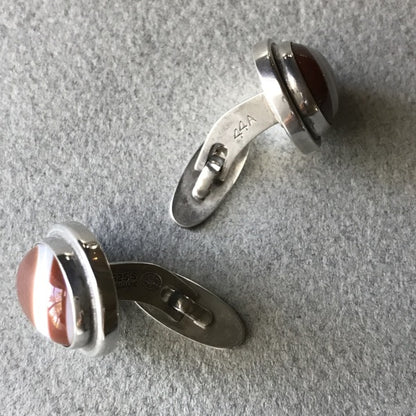 Georg Jensen Sterling Silver and Variegated Agate Cufflinks, No. 44A