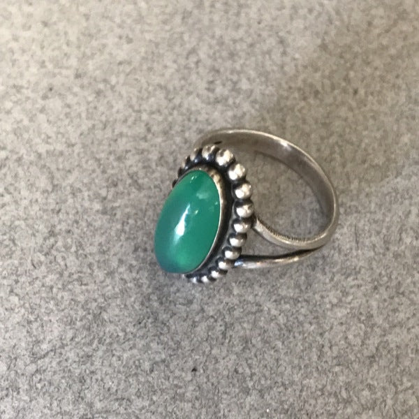 Georg Jensen 830 Silver and Chrysoprase Ring, No. 9