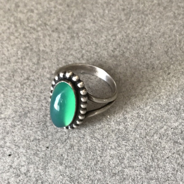 Georg Jensen 830 Silver and Chrysoprase Ring, No. 9