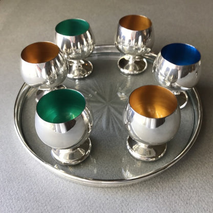 Gorham Sterling Silver, Glass and Enamel Drinks Set