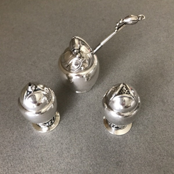 Georg Jensen Sterling Silver Blossom Condiment Set Very Rare