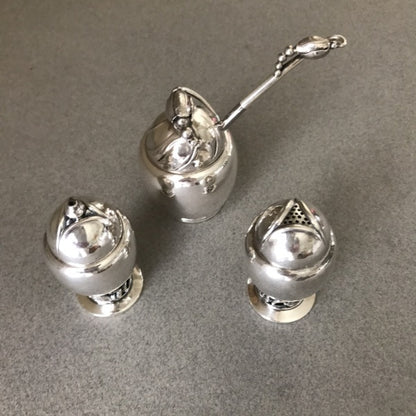 Georg Jensen Sterling Silver Blossom Condiment Set Very Rare