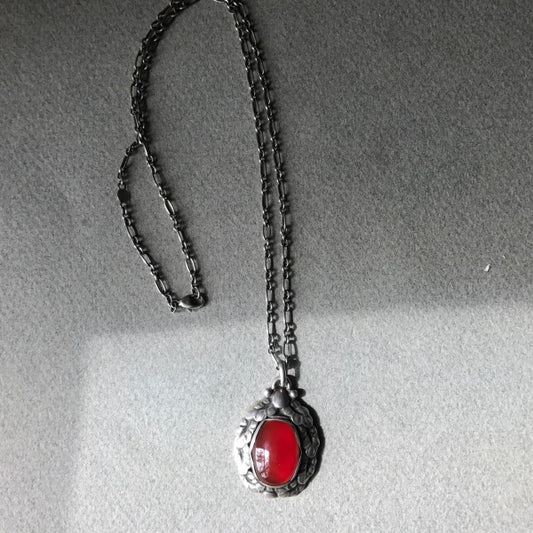 Georg Jensen Sterling Silver and Carnelian Necklace No. 56