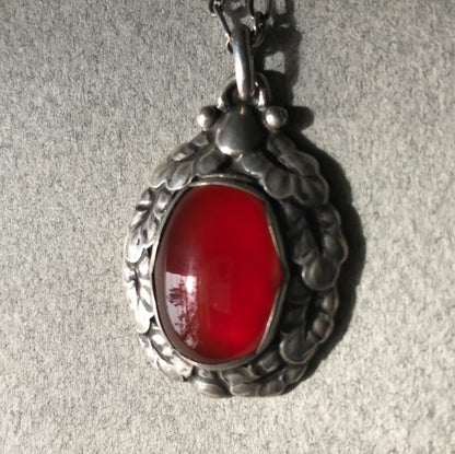 Georg Jensen Sterling Silver and Carnelian Necklace No. 56