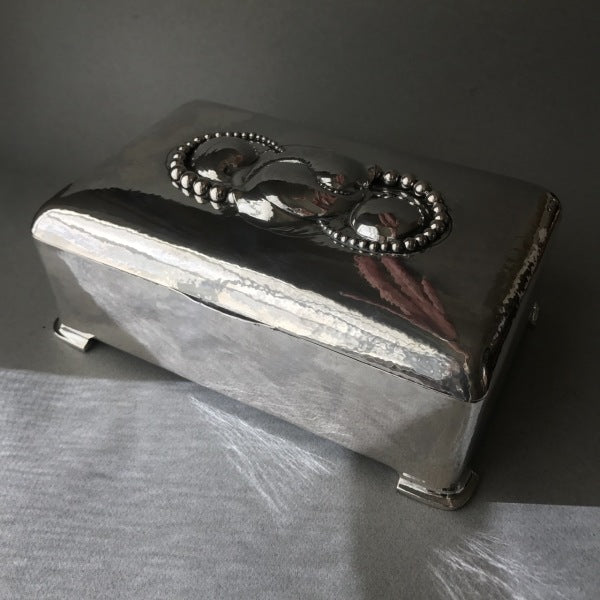 Evald Nielsen 830 Silver Cigar Box With Wooden Liner