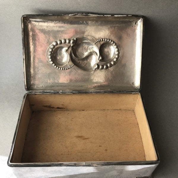 Evald Nielsen 830 Silver Cigar Box With Wooden Liner