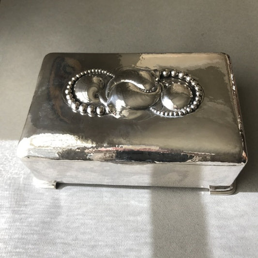 Evald Nielsen 830 Silver Cigar Box With Wooden Liner