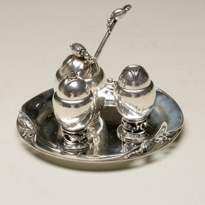 Georg Jensen Blossom Sterling Silver Condiment Set