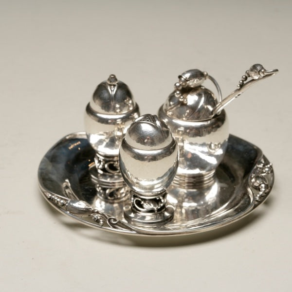 Georg Jensen Blossom Sterling Silver Condiment Set