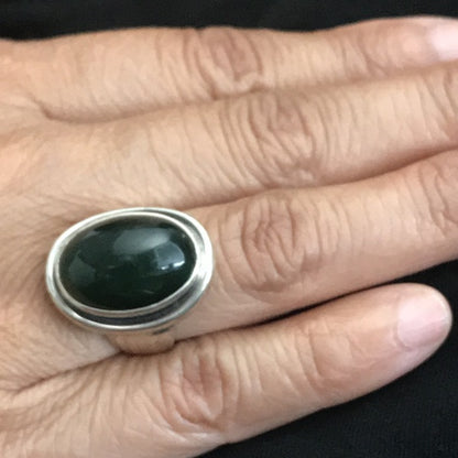 Estate Georg Jensen Sterling Silver Jade Ring by Harald Nielsen No 46A