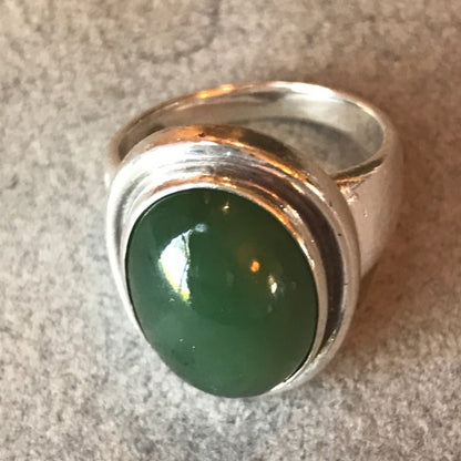 Estate Georg Jensen Sterling Silver Jade Ring by Harald Nielsen No 46A