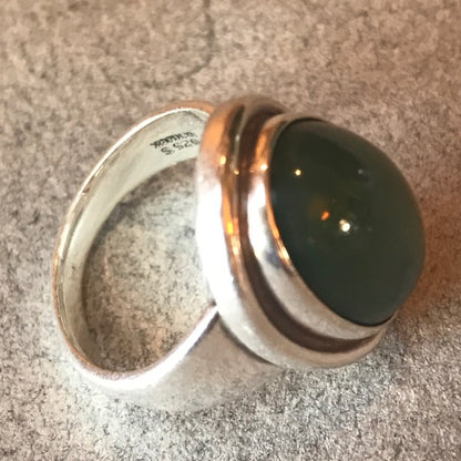 Estate Georg Jensen Sterling Silver Jade Ring by Harald Nielsen No 46A