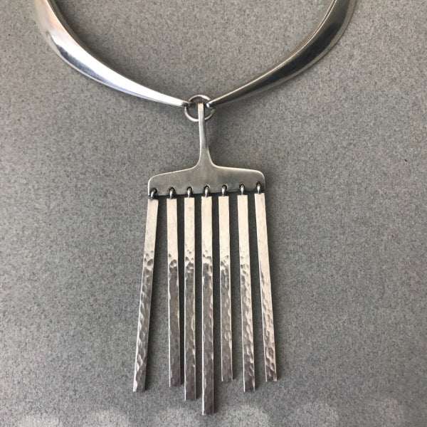 Hans Hansen Sterling Silver Necklace With Pendant By Bent Gabrielsen