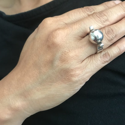 Estate Danish Sterling Silver "Ball" Ring