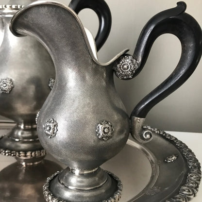 Estate Buccellati 800 Silver Coffee & Tea Service With Tray by Mario Buccellati