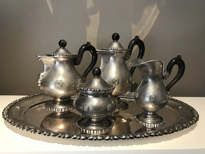 Estate Buccellati 800 Silver Coffee & Tea Service With Tray by Mario Buccellati