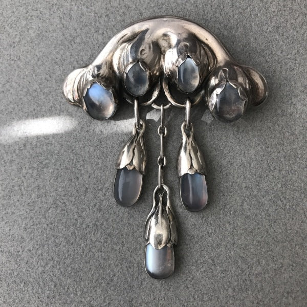 Evald Nielsen 830 Master Brooch with Moonstones