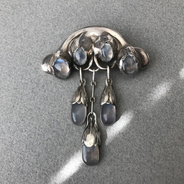 Evald Nielsen 830 Master Brooch with Moonstones