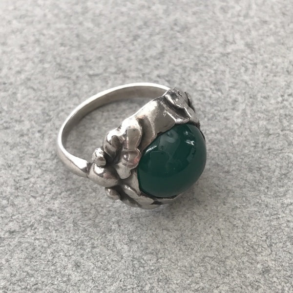 Georg Jensen .830 Silver and Chrysophase Ring, No. 11A