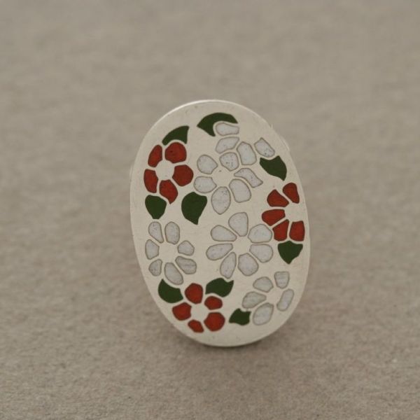 Estate Georg Jensen Sterling Silver Ring with Enamel Inlay by Astrid Fog No. 165