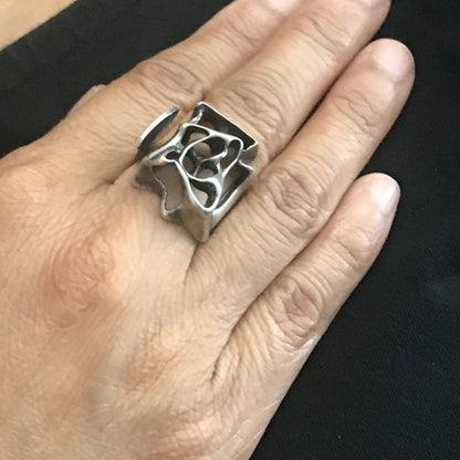 Estate David Andersen Sterling Silver Brutalist Ring