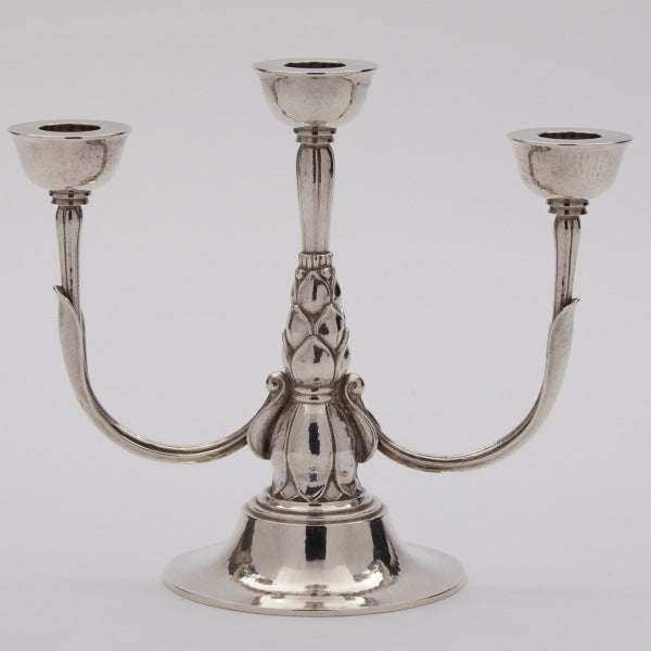 Georg Jensen Sterling Silver Pair of Three Light Candelabra, No. 537C