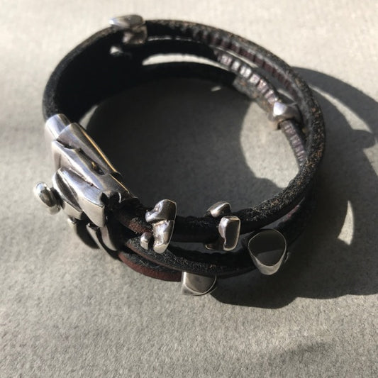 Georg Jensen Leather and Sterling Silver Bracelet No. 310 by Anette Kræn