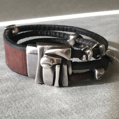 Georg Jensen Leather and Sterling Silver Bracelet No. 310 by Anette Kræn