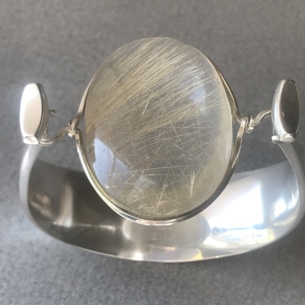 Georg Jensen Sterling SIlver and Rutilated Quartz Bracelet, No. 203 by Vivianna Torun