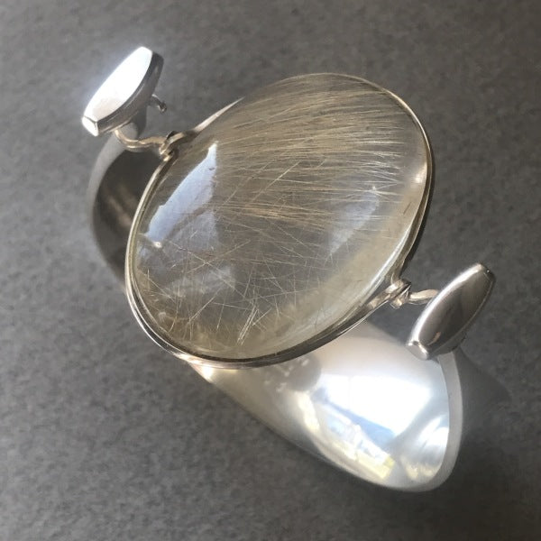 Georg Jensen Sterling SIlver and Rutilated Quartz Bracelet, No. 203 by Vivianna Torun