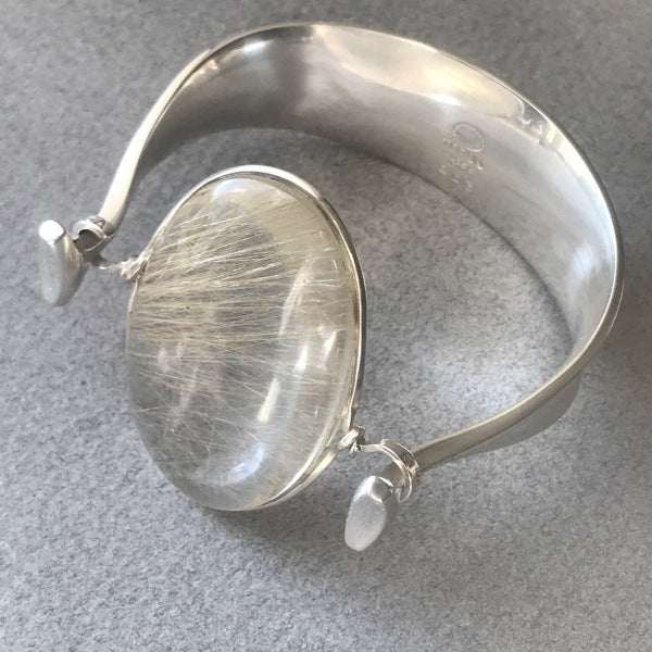 Georg Jensen Sterling SIlver and Rutilated Quartz Bracelet, No. 203 by Vivianna Torun