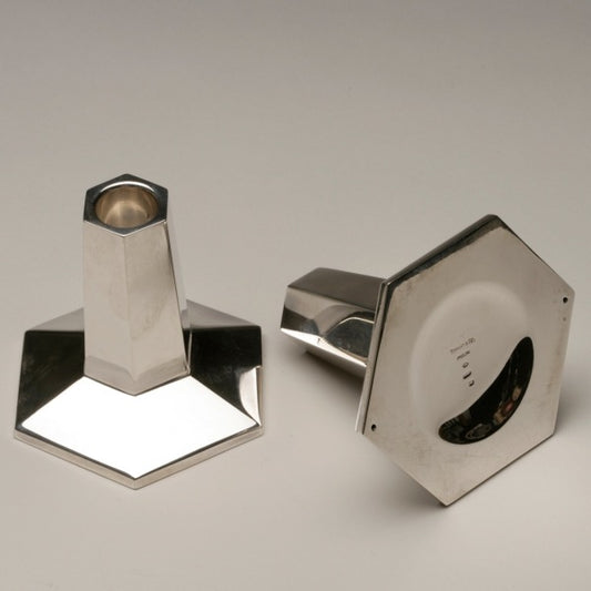 Tiffany and Company Sterling Silver Candlesticks by Frank Lloyd Wright