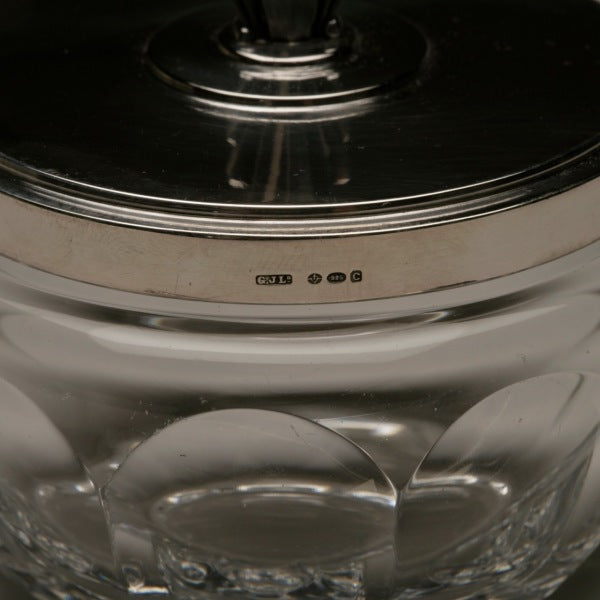 Georg Jensen Sterling Silver and Crystal Serving Jar, No. 134C By Harald Nielsen