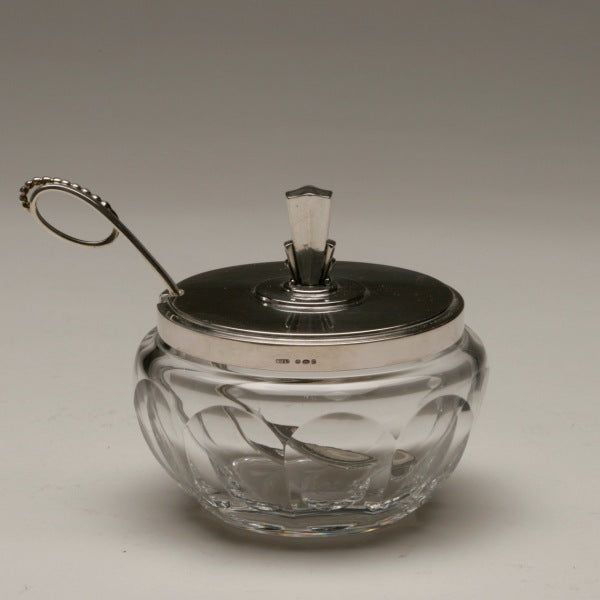 Georg Jensen Sterling Silver and Crystal Serving Jar, No. 134C By Harald Nielsen