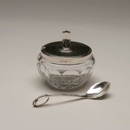 Georg Jensen Sterling Silver and Crystal Serving Jar, No. 134C By Harald Nielsen