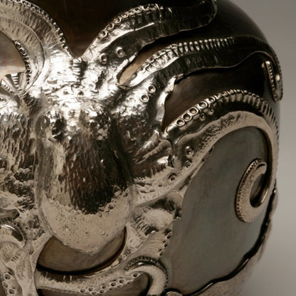 Evald Nielsen Silver, Bronze and Amber "Octopus" Vase