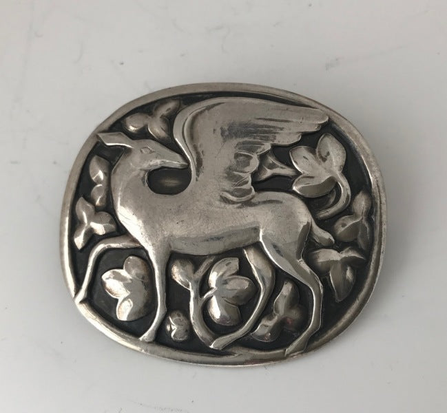 Georg Jensen Sterling Silver "Winged" Deer Brooch No. 81 