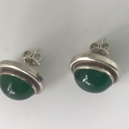 Georg Jensen Sterling Silver Earrings No.44D With Green Agate