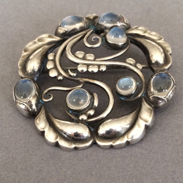 Georg Jensen Sterling Silver "Moonlight" Brooch No. 159 with Moonstones