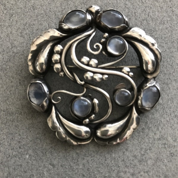 Georg Jensen Sterling Silver "Moonlight" Brooch No. 159 with Moonstones