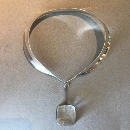 Georg Jensen Sterling Silver "Collar" No. 160 With Rutilated Quartz Drop No.132