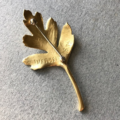 John Iversen 18kt Leaf Brooch Very Rare