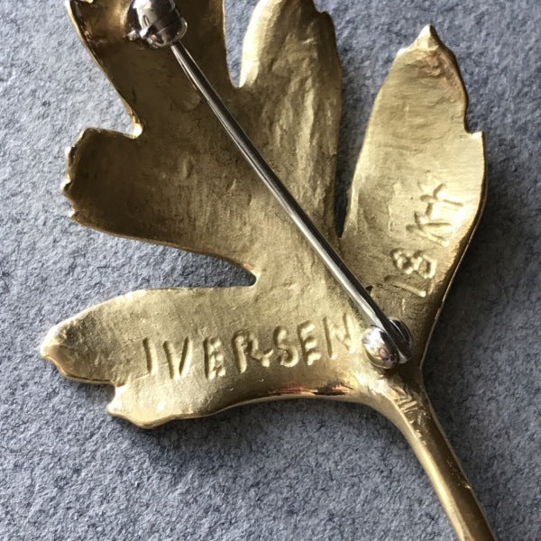 John Iversen 18kt Leaf Brooch Very Rare