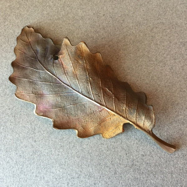 John Iversen Patinated Bronze Leaf Brooch