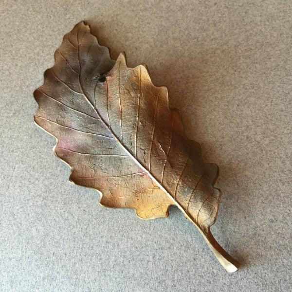 John Iversen Patinated Bronze Leaf Brooch